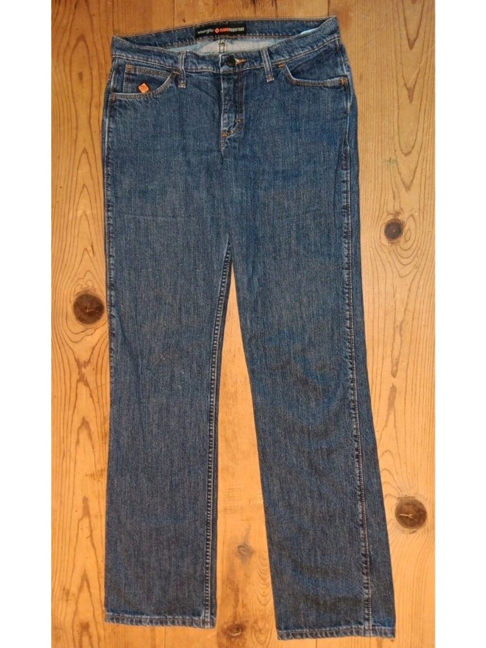 Wrangler Flame Resistant Jeans Womens 9/10X34 Blue Denim FRW10DD Construction FR